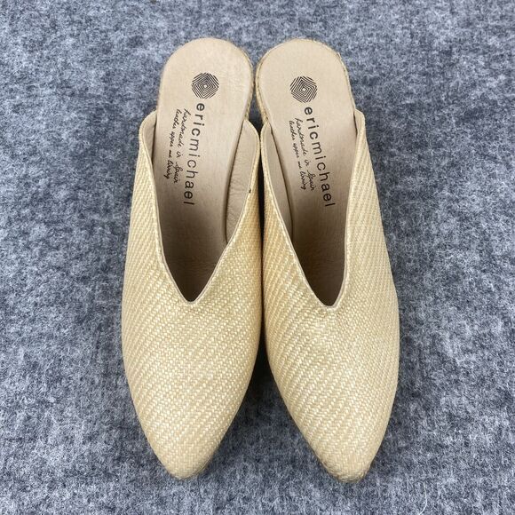 Eric Michaels Shoe Women Beige Collette Slip On Comfort Wedge Heels Mules Clogs - Picture 3 of 7